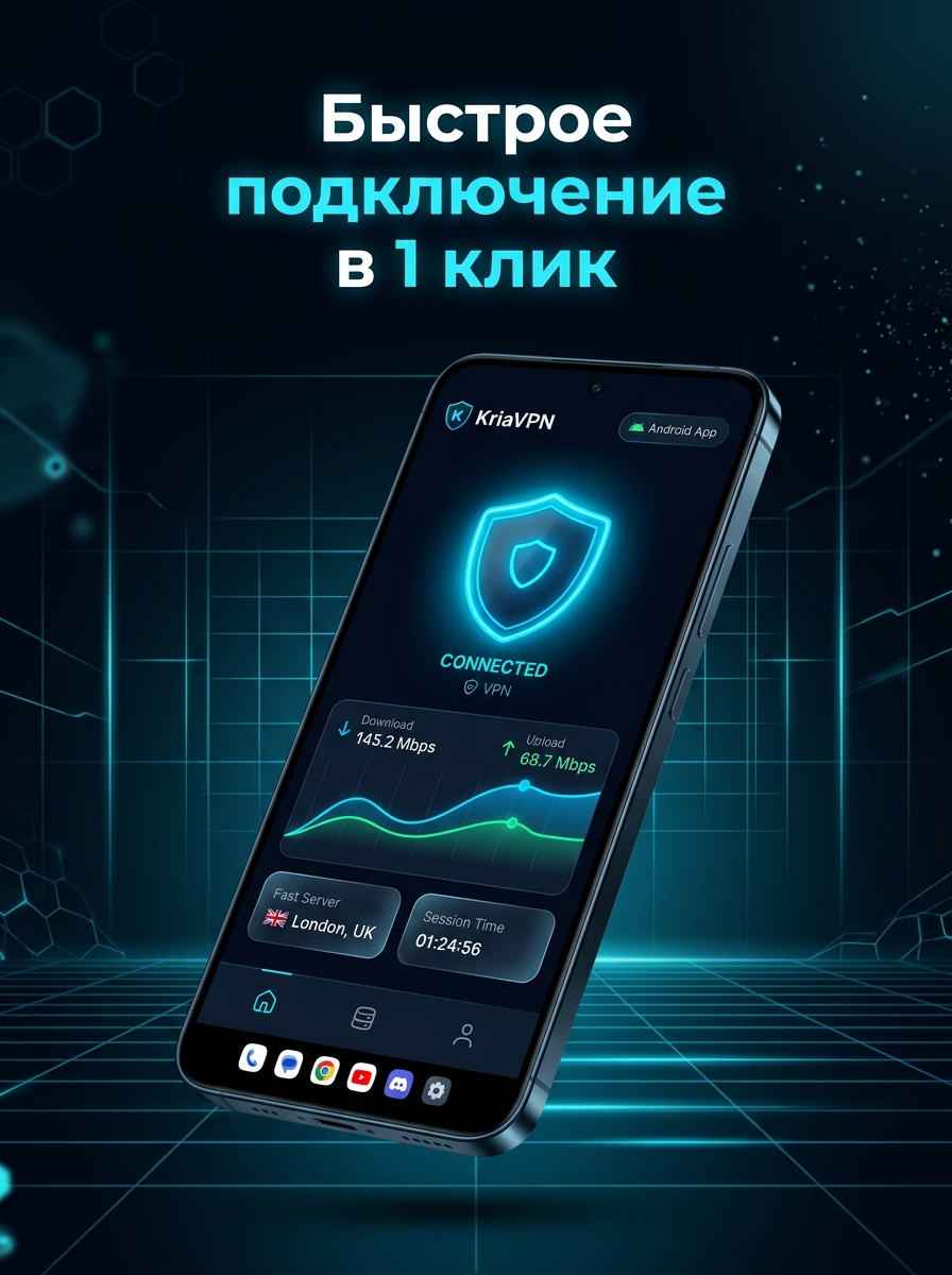 KriaVPN Быстрое подключение в 1 клик